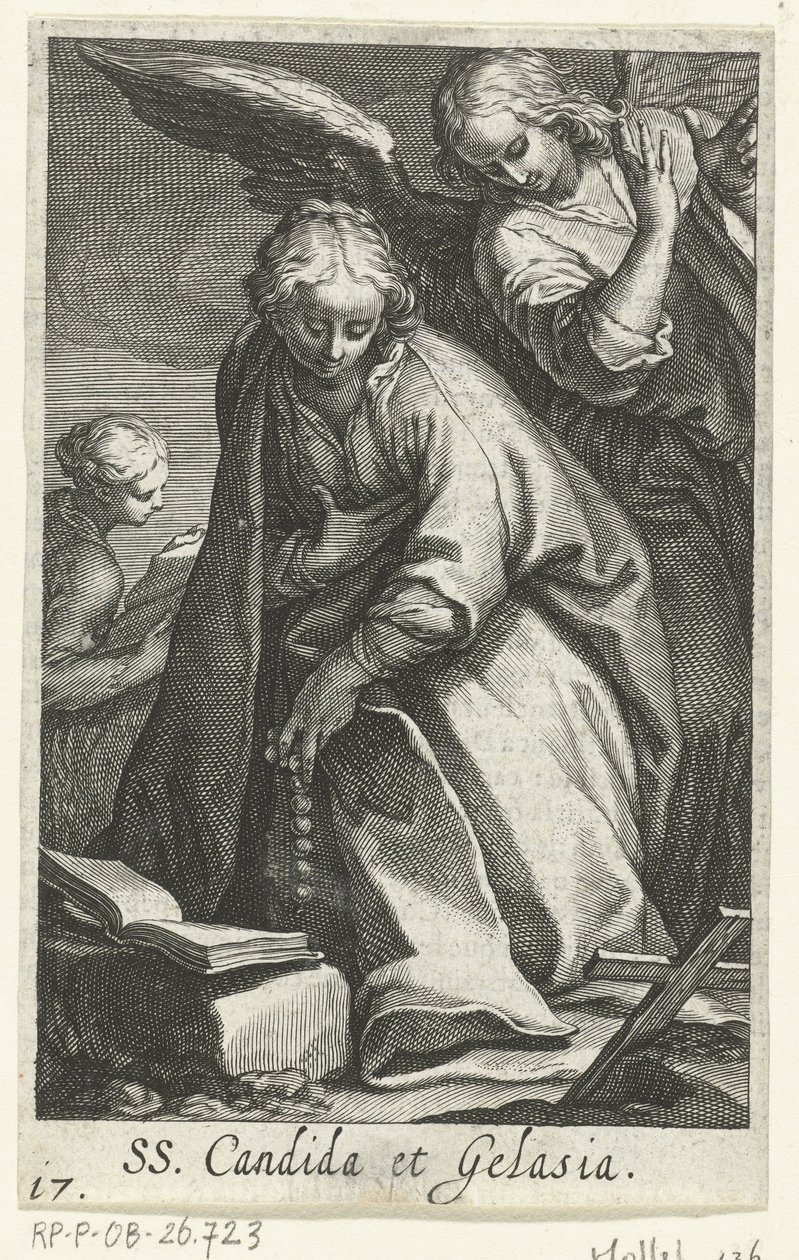 Saints Candida and Gelasia as Hermits with Angel (series: Hermits, Sacra Eremus Ascetriarum) by Boëtius Adamsz. Bolswert