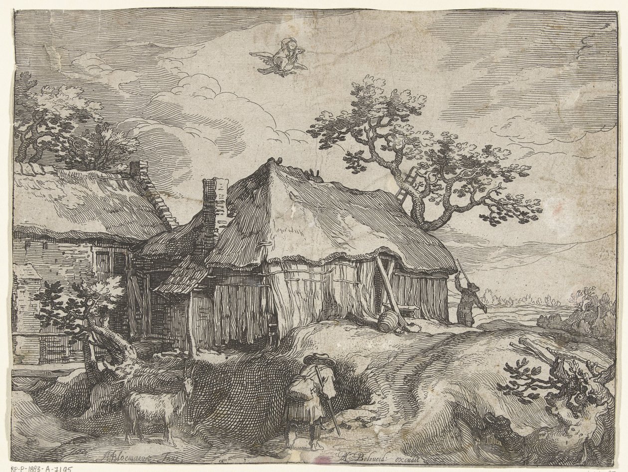 Landscape with Farm and Abduction of Ganymede by Boëtius Adamsz. Bolswert