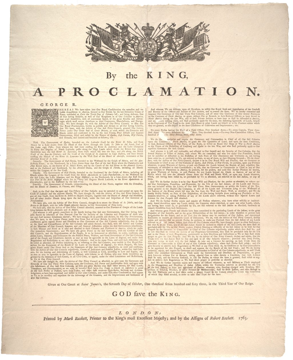 A Proclamation, 1763 by British School: Buy fine art print