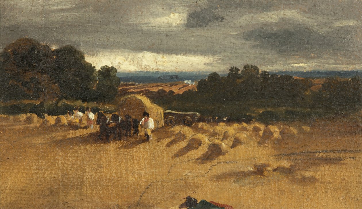 Harvesting Scene by British School