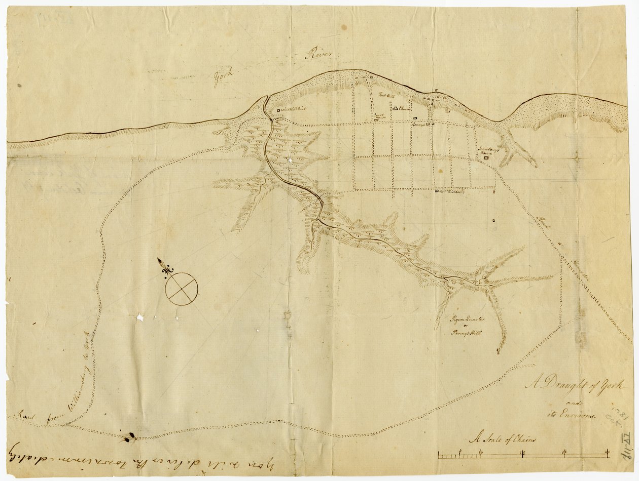Map of Yorktown, Virginia, October 1781 by British School