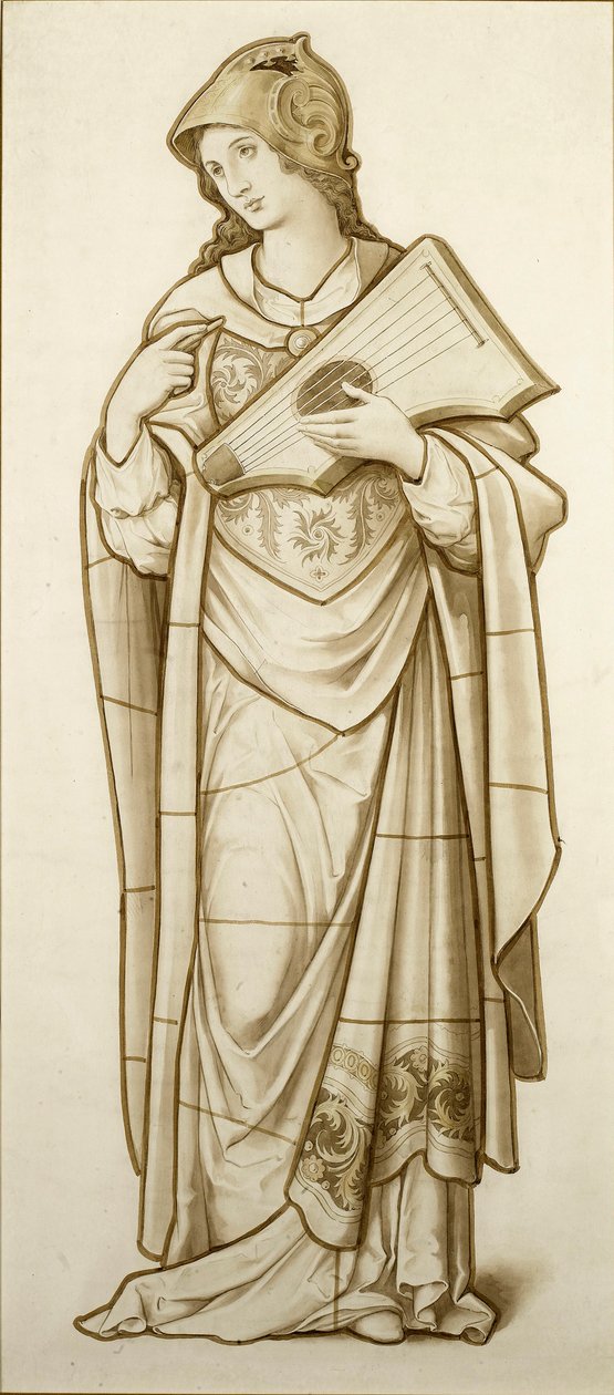 Muse of Lyric Poetry - Cartoon for Stained Glass, c.1890 by British School