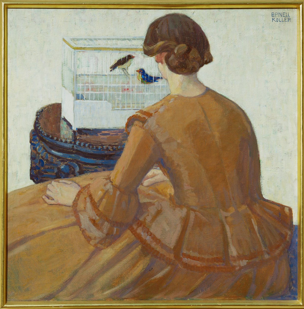 Young Woman in Front of a Birdcage by Broncia Koller-Pinell