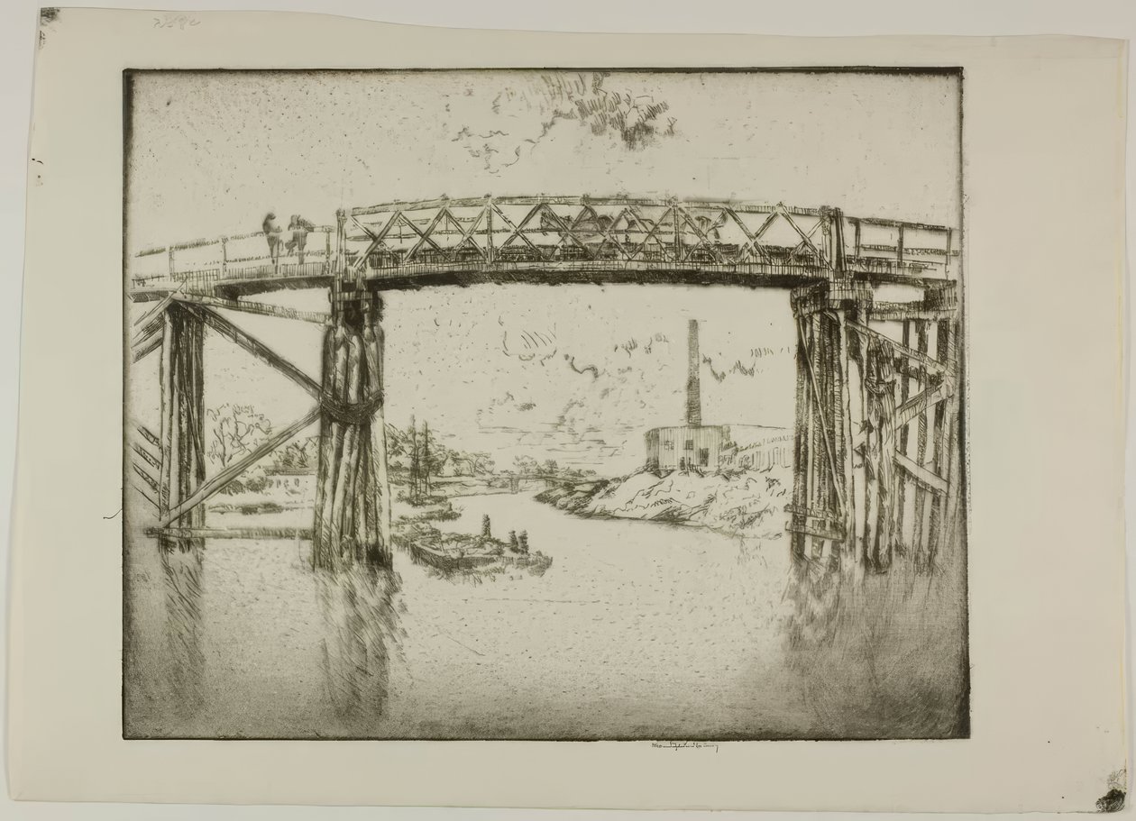 Chicago - Barges on the North Branch by Bror Julius Olsson Nordfeldt