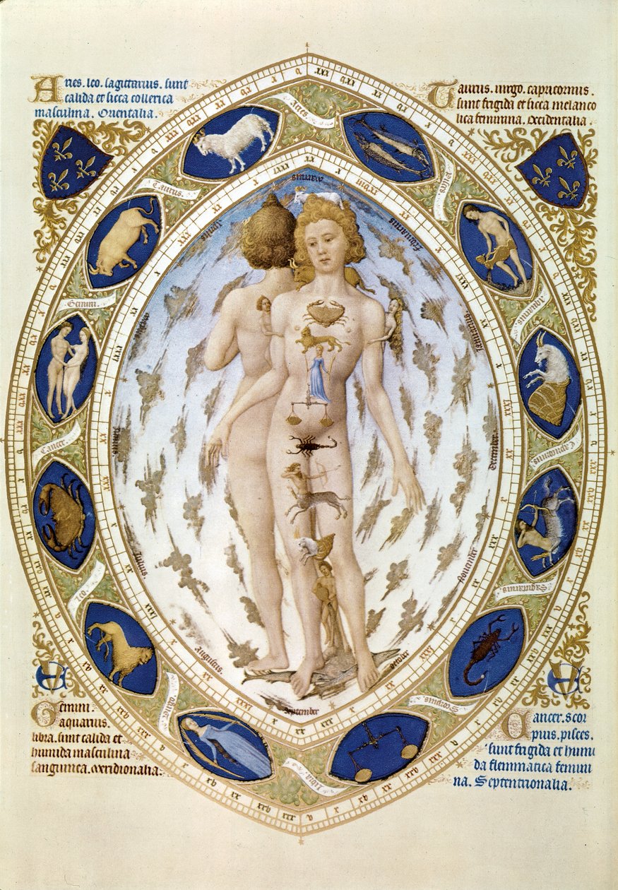 The Human Body and the Horoscope, from "Les Tres riches Heures du Duc de Berry" (miniature) by Brothers Limbourg