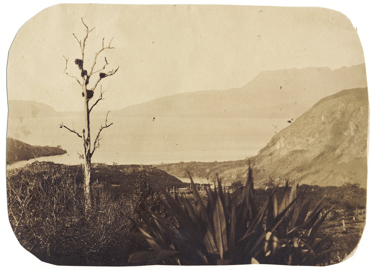Lake and Mount Tarawera from Te Wairoa, 1860 by Bruno Hamel