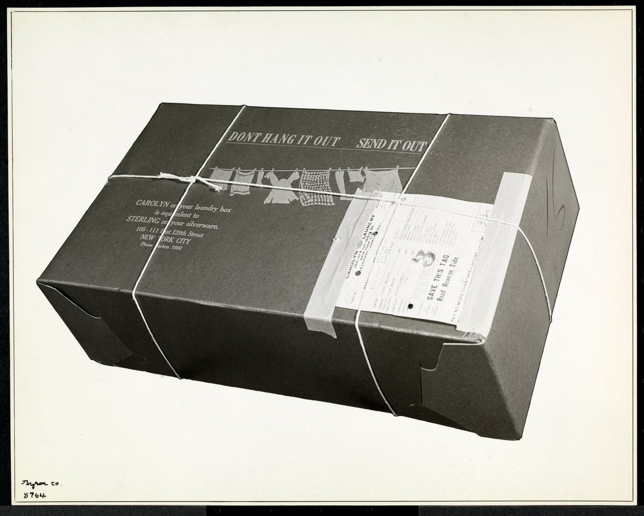 A Packed Box of Laundry from the Carolyn Laundry at 111 East 128th Street, East Harlem, New York by Byron Company