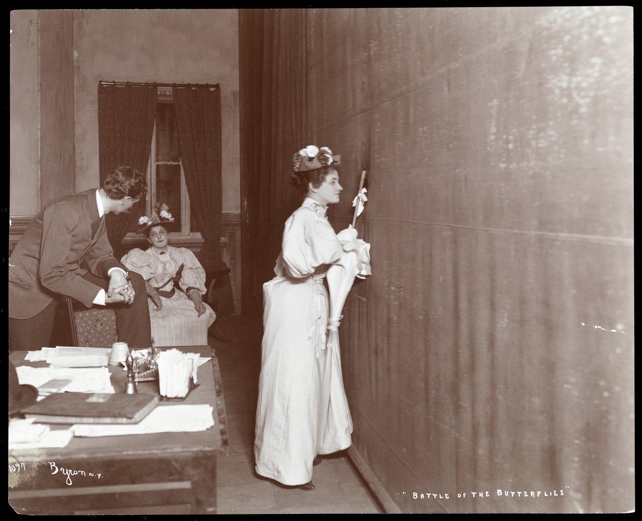 Backstage at the Irving Palace Theatre, New York, during a performance of 