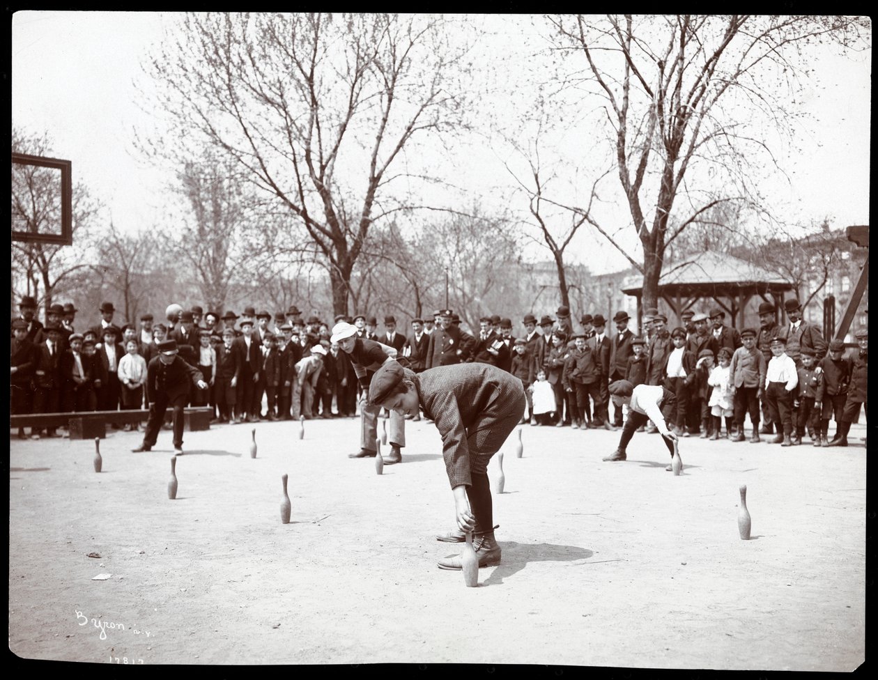 Boys awaiting the gun in a race on Arbor Day, Tompkins Square Park, New York, 1904 by Byron Company