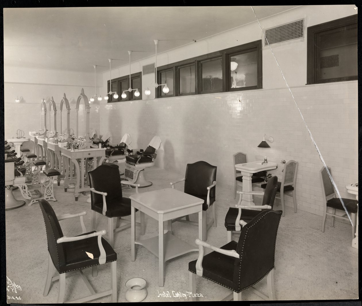 The Barbershop at the Copley Plaza Hotel, Boston, 1912 or 1913 by Byron Company