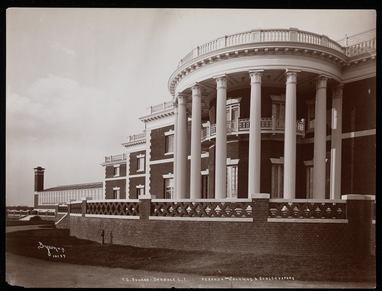 The verandah and conservatory of the main house on F.G. Bourne