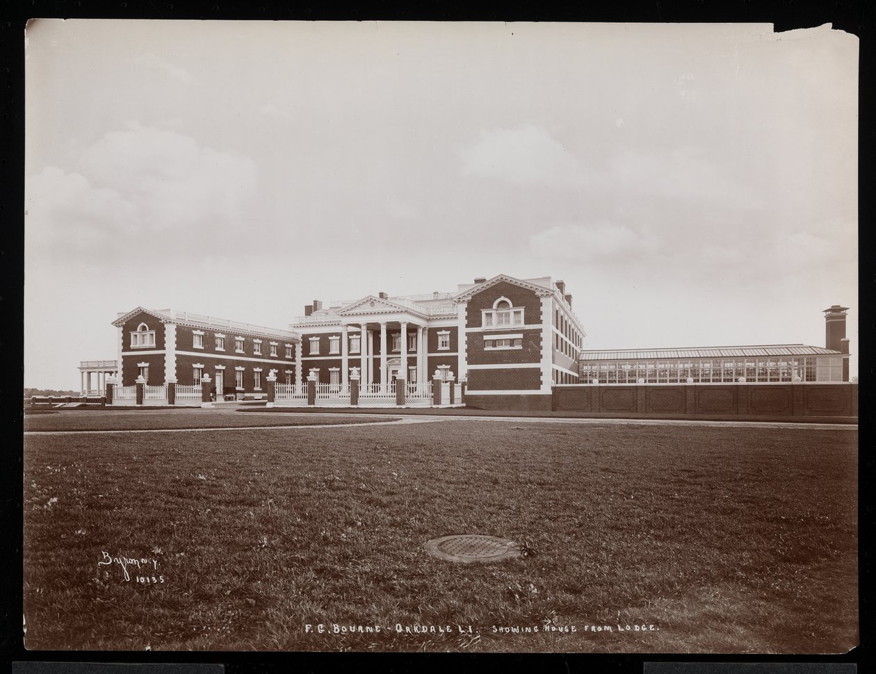 View of the Main House from the Lodge, on F.G. Bourne