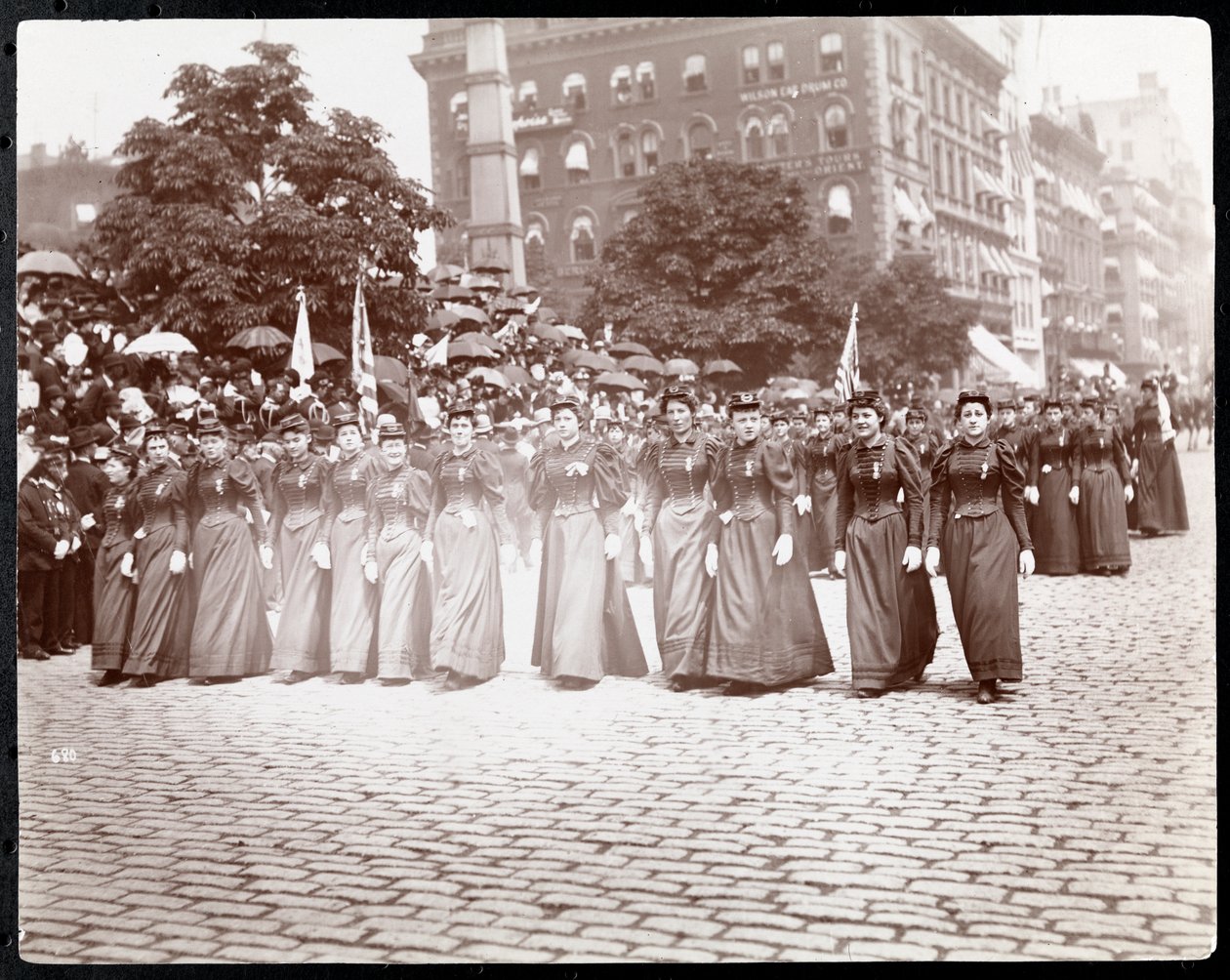 View of Women Marching in a Parade of the Daughters of the Grand Army of the Republic, New York, May 1895 by Byron Company