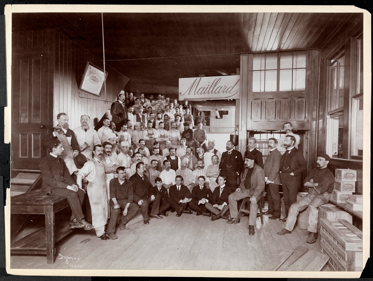 Group portrait of male employees, presumably with Mr. Maillard, at Maillard