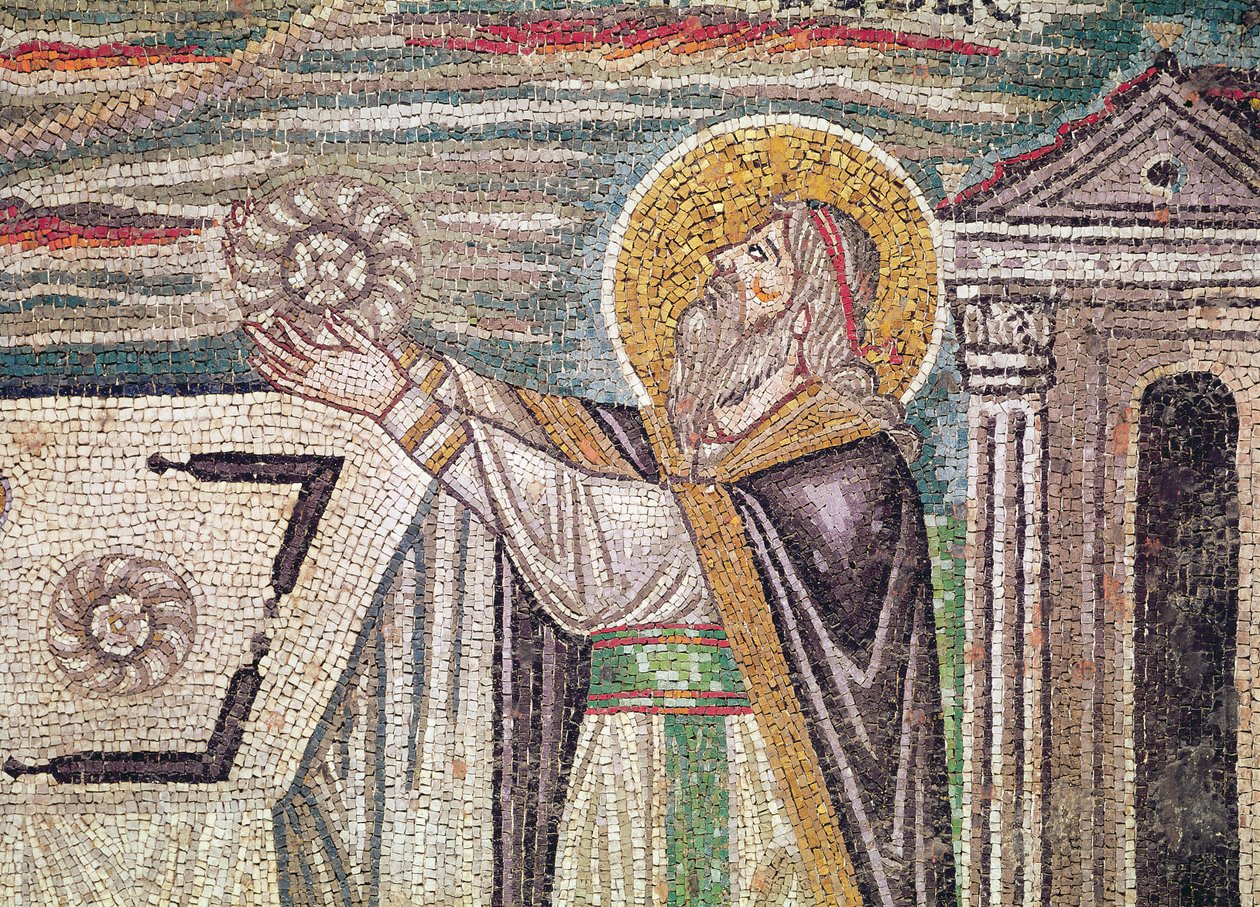 Melchisedech offers Bread at the Altar (detail) by Byzantine School