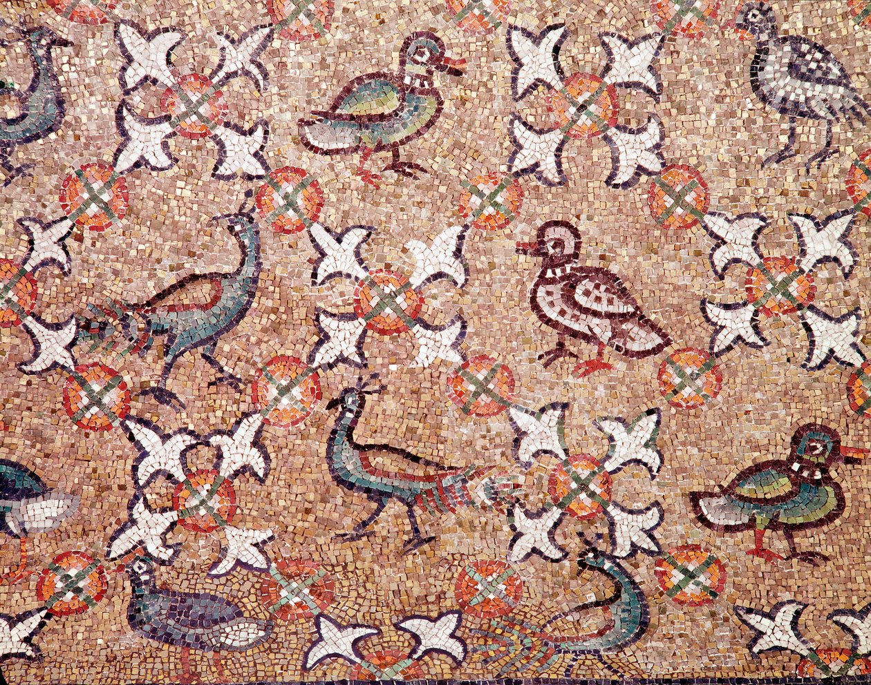 Birds (detail of mosaics, 5th century) by Byzantine