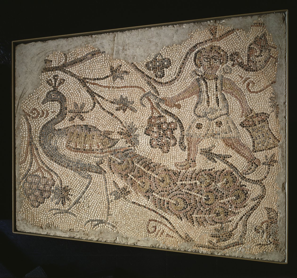 Floor Mosaic Panel: Grape Harvester with Peacock by Byzantine
