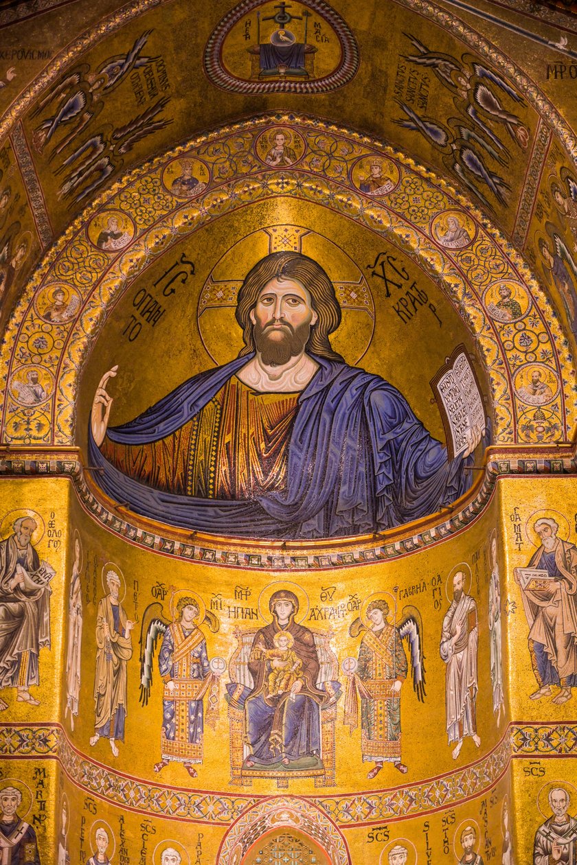 Image of Jesus, Santa Maria Nuova Cathedral, Monreale, Sicily, Italy by Byzantine