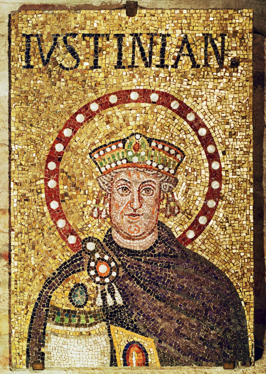 East Roman Emperor Justinian I with Crown and Sceptre by Byzantine School