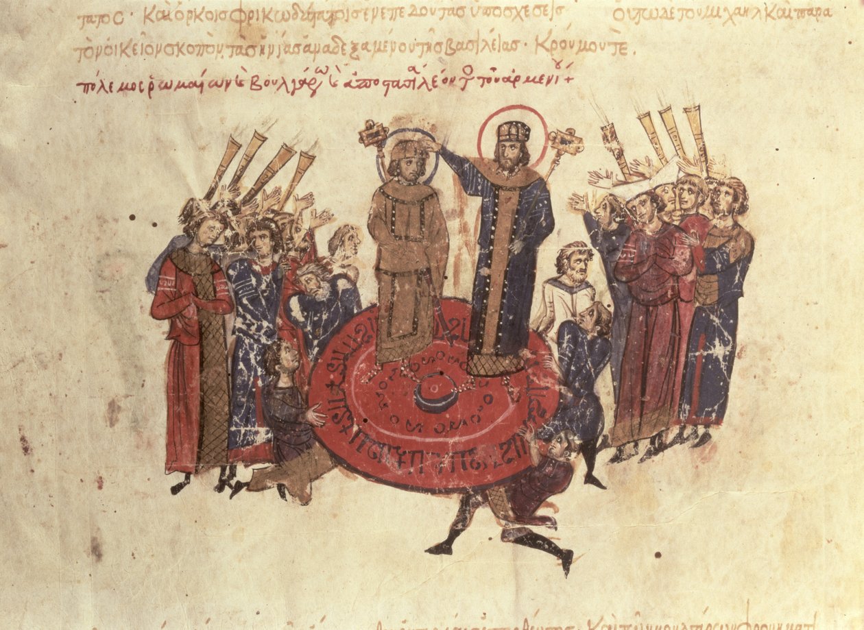 Emperor Michael I Rangabes Crowned by Nicephorus in 811 by Byzantine School