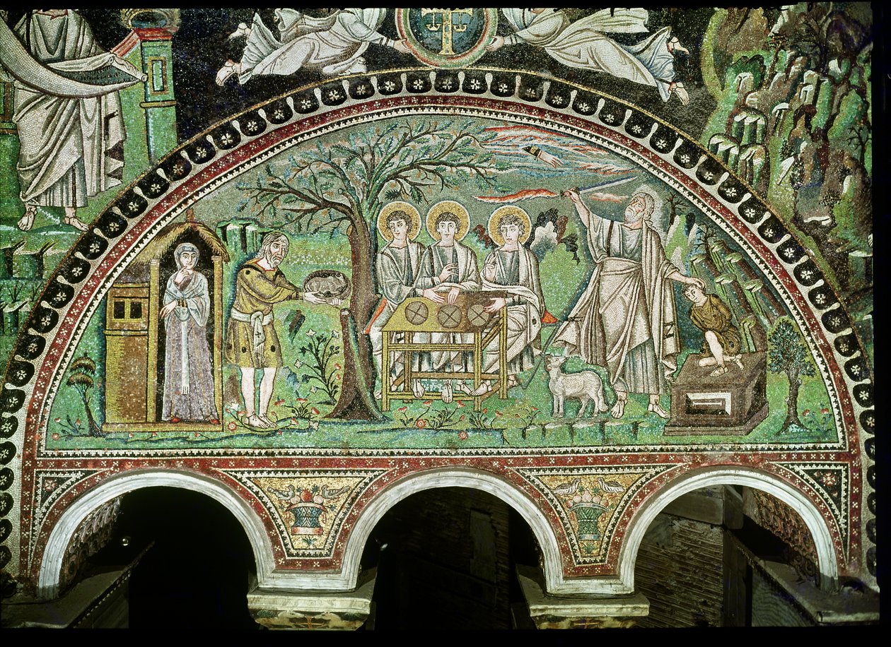 The Hospitality of Abraham and the Sacrifice of Isaac by Byzantine School