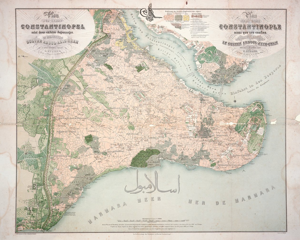 Map of Constantinople and Surrounding Areas, 1855-63 by C. Stolpe