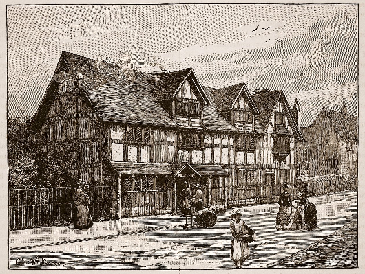 The house at Stratford-on-Avon, where Shakespeare was born, illustration from 