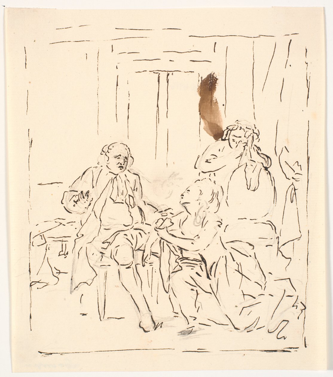 A Woman Kneels Before a Seated Man. In the Background, a Weeping Woman Leaning on a Chair. Theater Scene? by C.A. Lorentzen