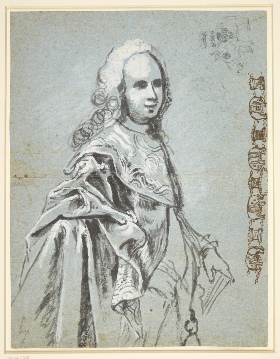 Study for a Portrait, Probably of A. G. Moltke; Study for the Elephant Order Chain on the Right by C.G. Pilo