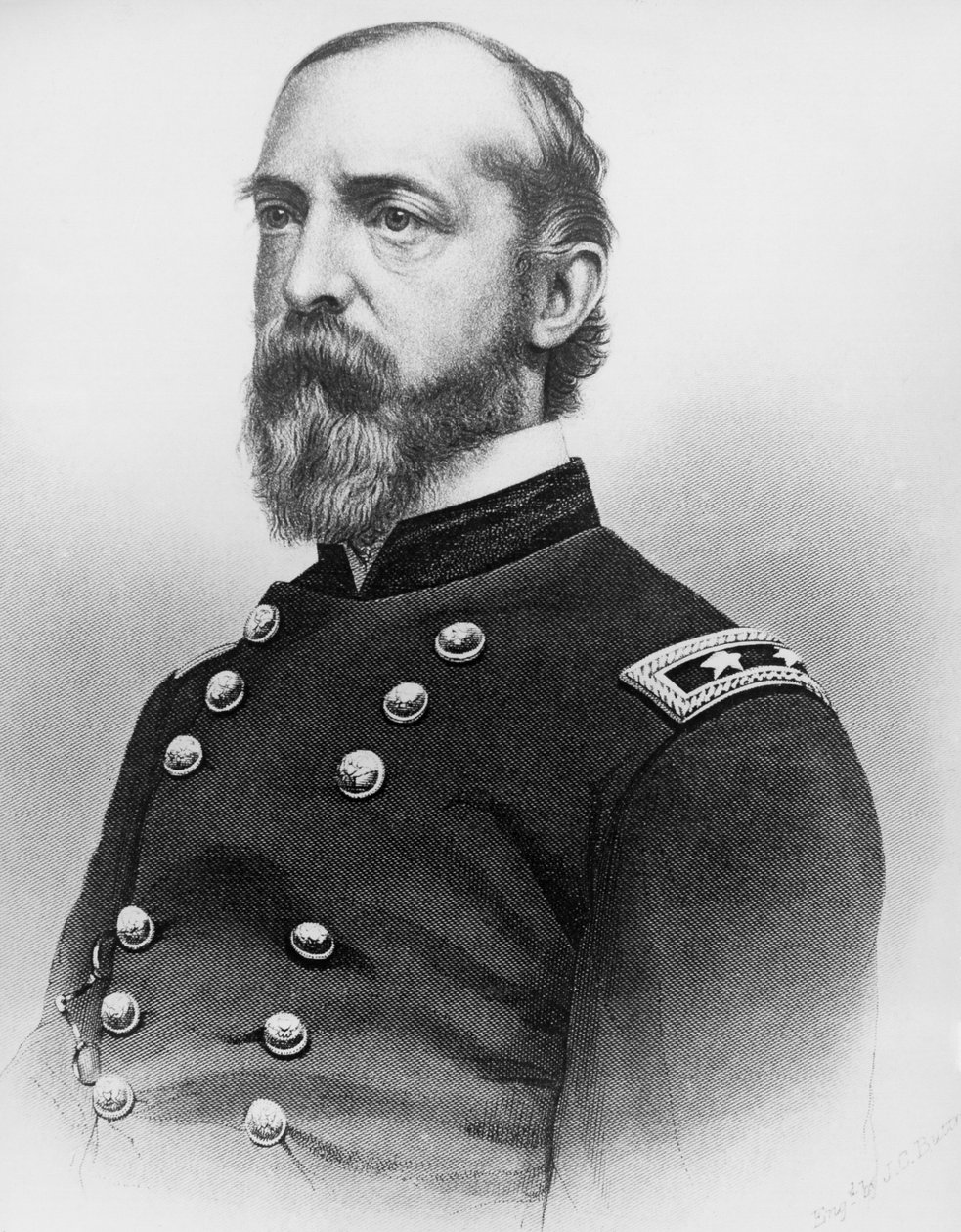 Portrait of George Gordon Meade (1815-1872), United States Army general and civil engineer who played critical role in American Civil War by defeating Confederate Army at Gettysburg, engraving by J.B. and Brown J. Rowbotham