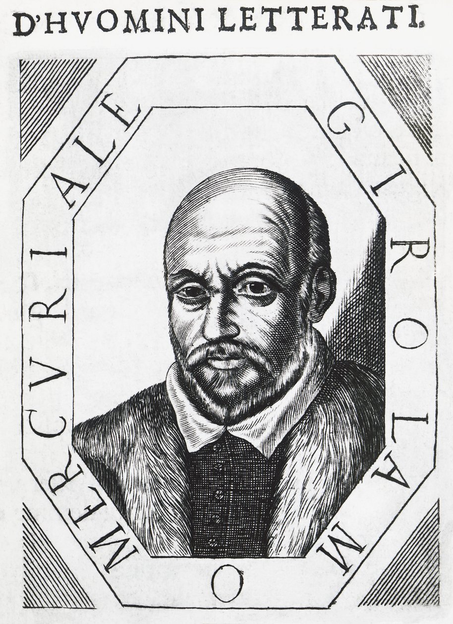 Portrait of Girolamo Mercuriale (1530-1606), Italian physician and philosopher, ink drawing by J.B. and Brown J. Rowbotham