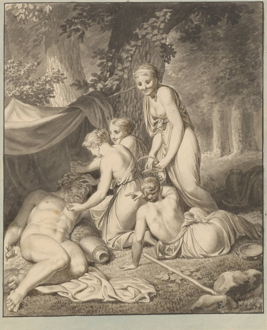 The Sleeping Silenus Awakened by Bacchantes by Christoffer Wilhelm Eckersberg