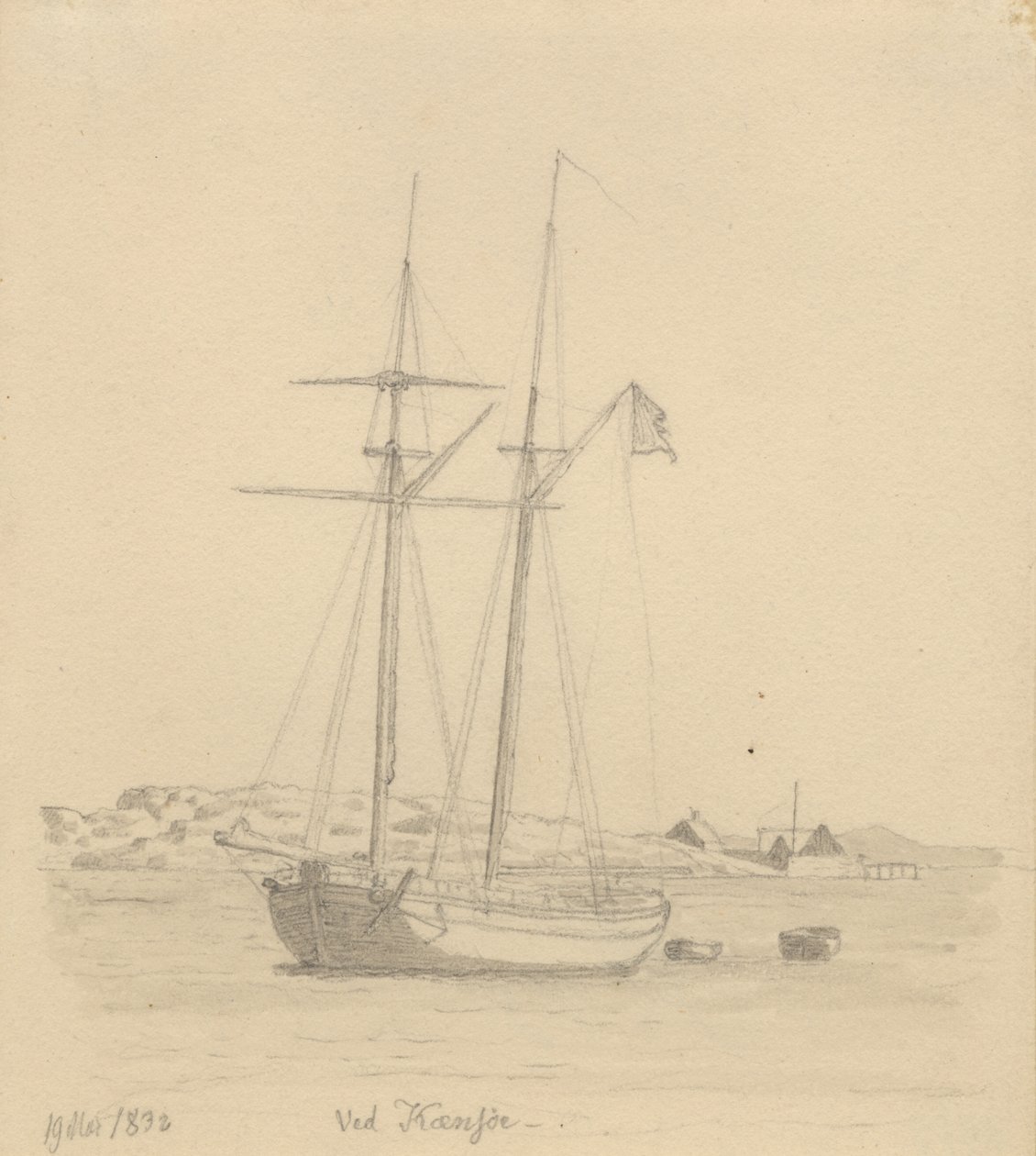 A Schooner by Christoffer Wilhelm Eckersberg