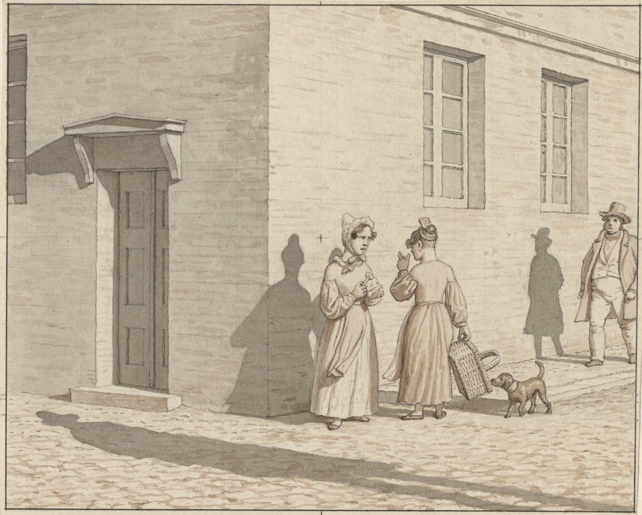 Linear Perspective as Applied in Painting - Plate VII, 1 - A Street Corner Encounter by Christoffer Wilhelm Eckersberg