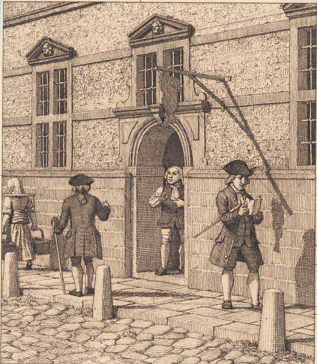 Part Around a Portal of the Stock Exchange. Illustration for 