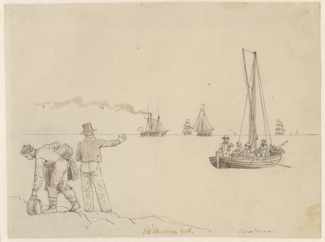 Passengers Disembarking to the Steamboat Caledonia by Christoffer Wilhelm Eckersberg