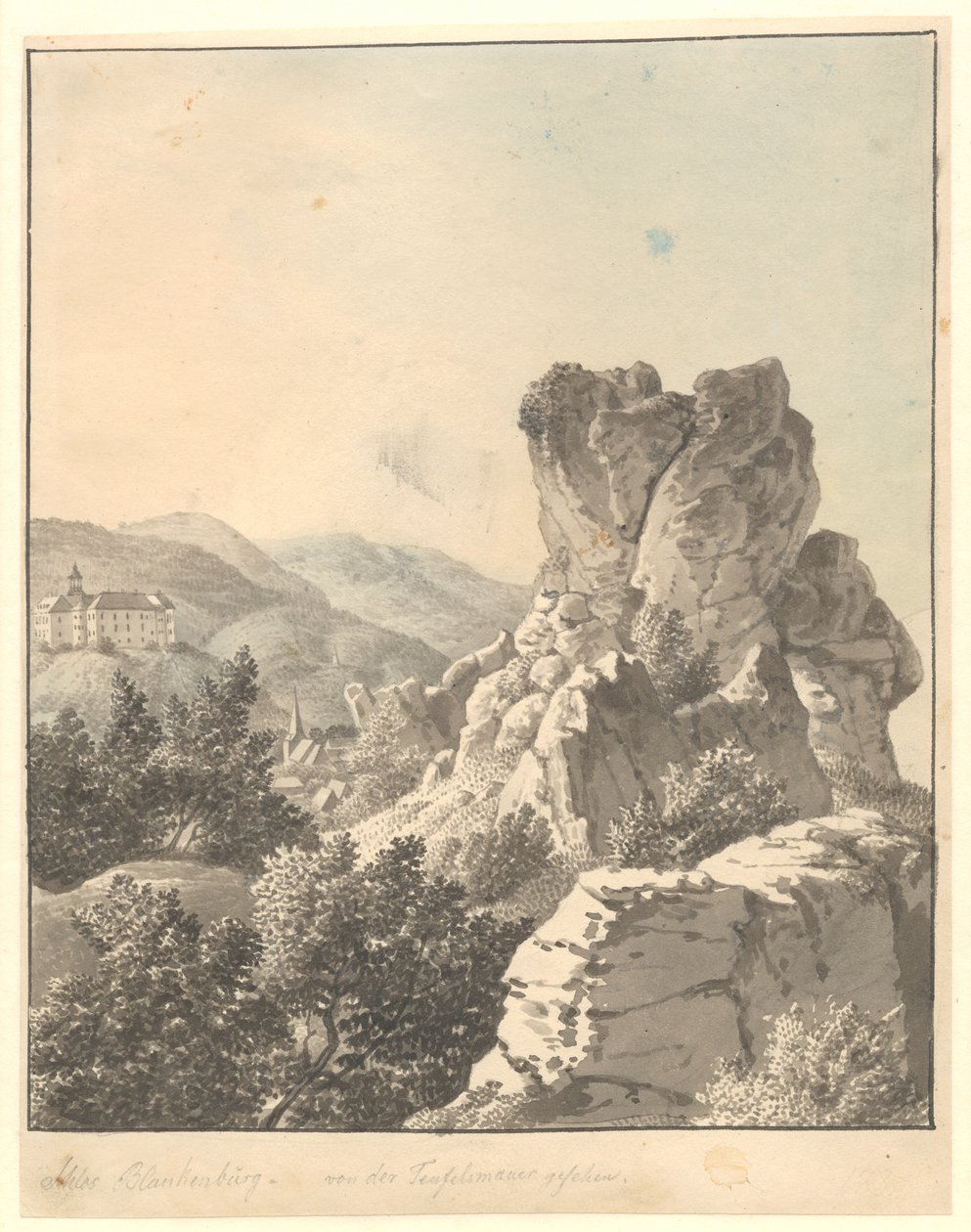 View from Harzen, from Teufelsmauer, the Blankenburg Castle in the Background by Christoffer Wilhelm Eckersberg