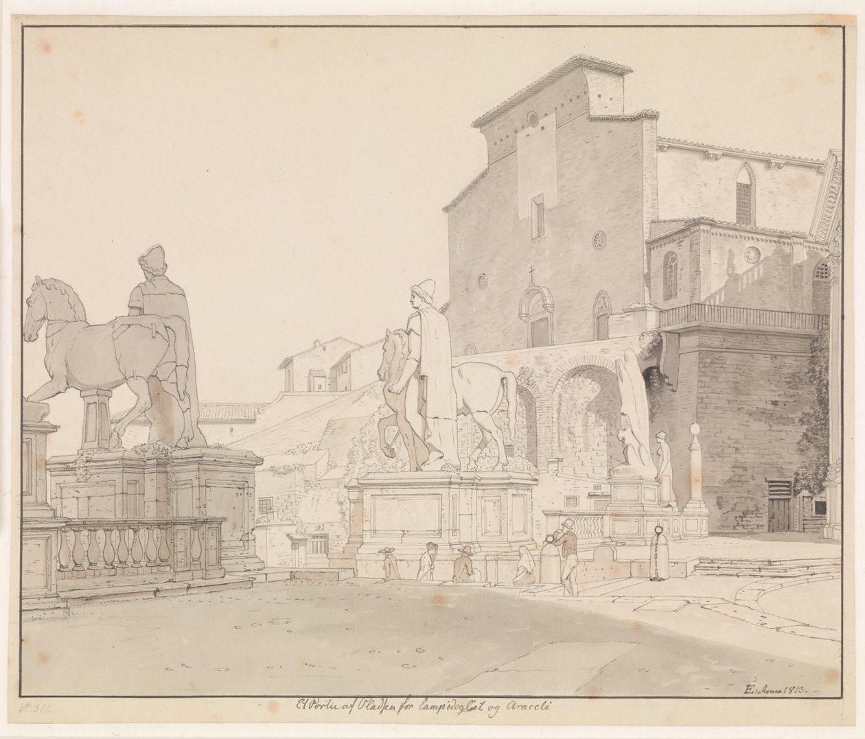 View of the Campidoglio and Santa Maria in Aracoeli, Rome by Christoffer Wilhelm Eckersberg