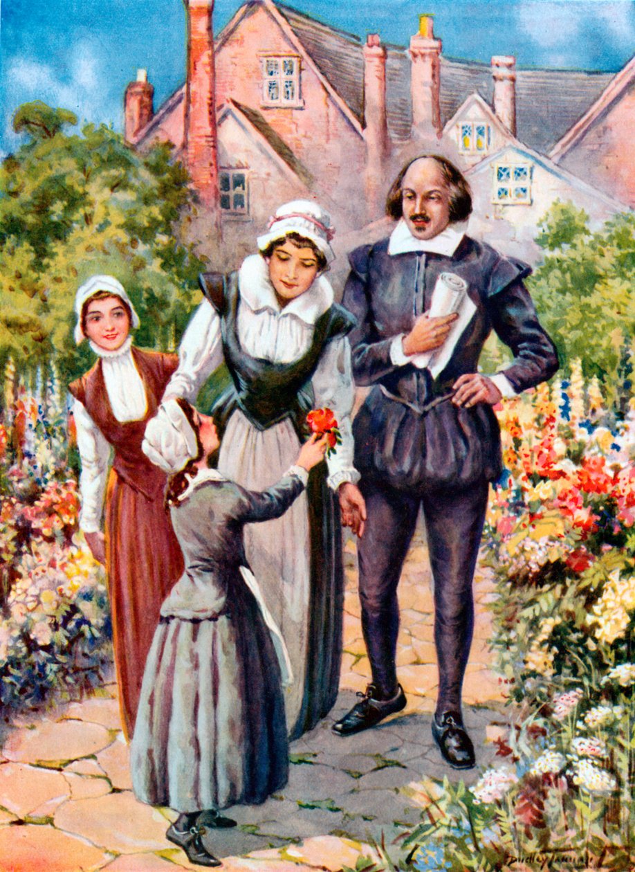 Shakespeare in the Garden at New Place, Stratford-on-Avon by C. Dudley (after) Tennant