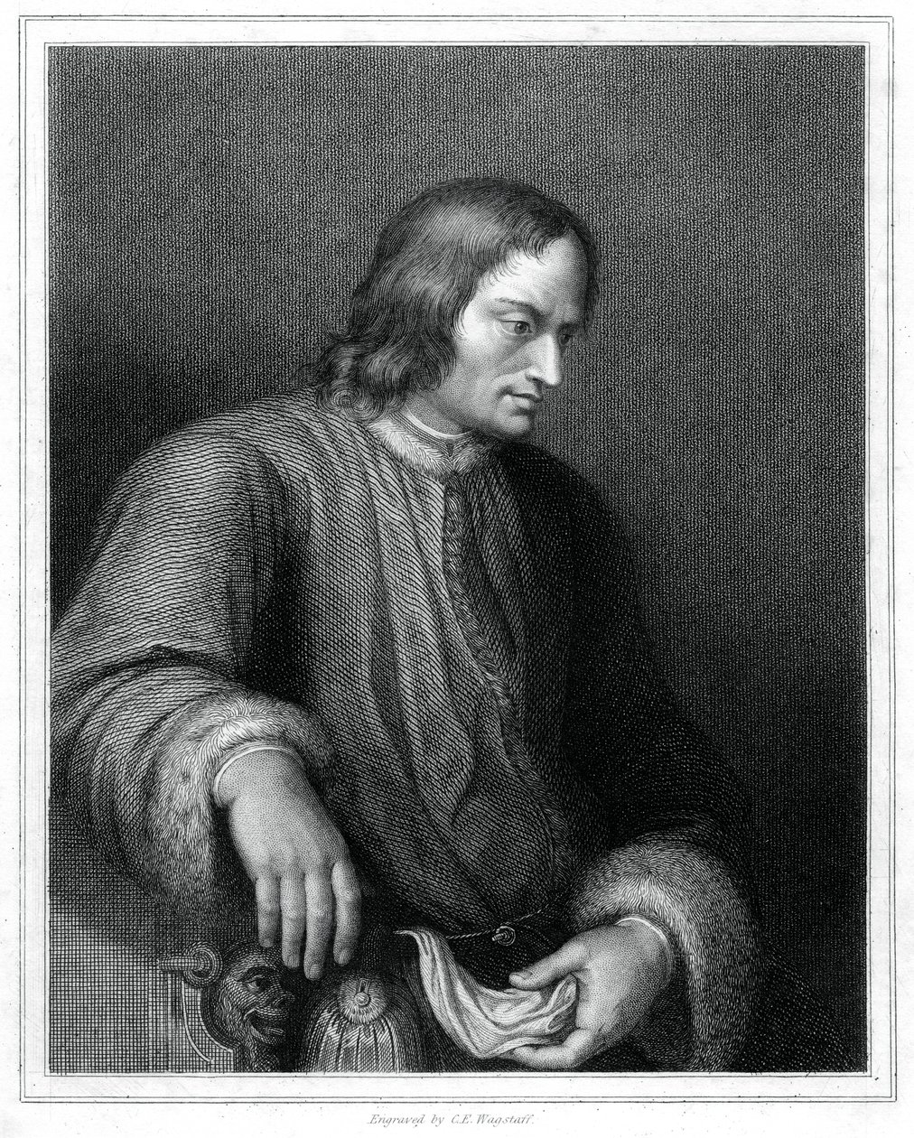 Lorenzo de Medici, Italian statesman and ruler of the Florentine Republic, 1833 by C. E. Wagstaff