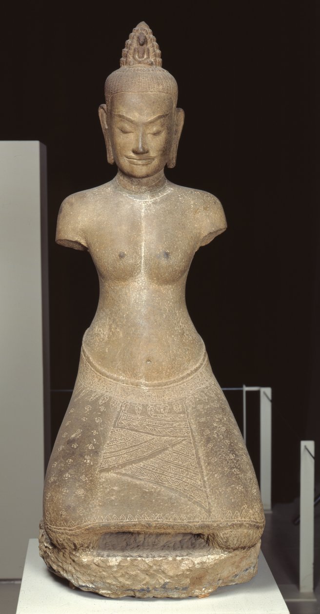Statue of Jayarajadevi in the Guise of the Buddhist Deity Tara or Prajnaparamita by Cambodian School