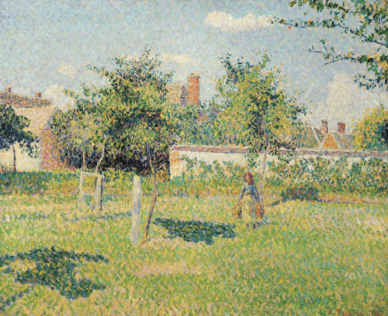 Woman in the Meadow at Eragny, Spring, 1887 by Camille Jacob Pissarro
