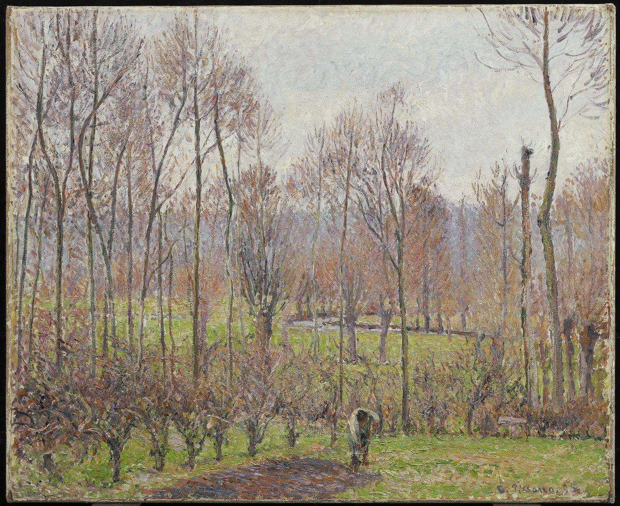 Poplars, Grey Weather, Eragny by Camille Jacob Pissarro