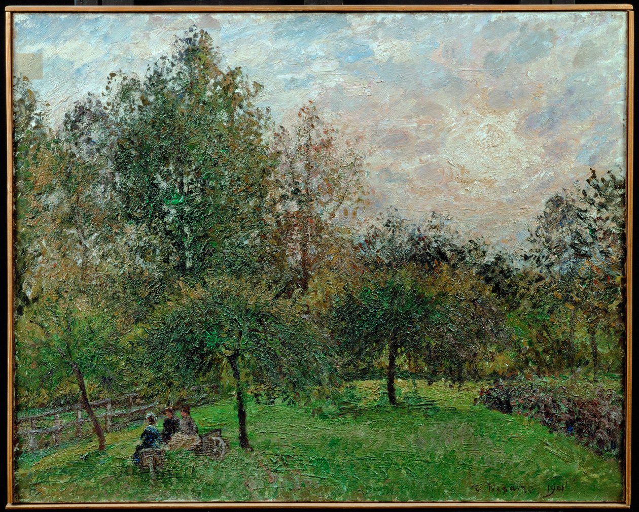 Apple Trees and Poplars in a Sunset by Camille Pissarro
