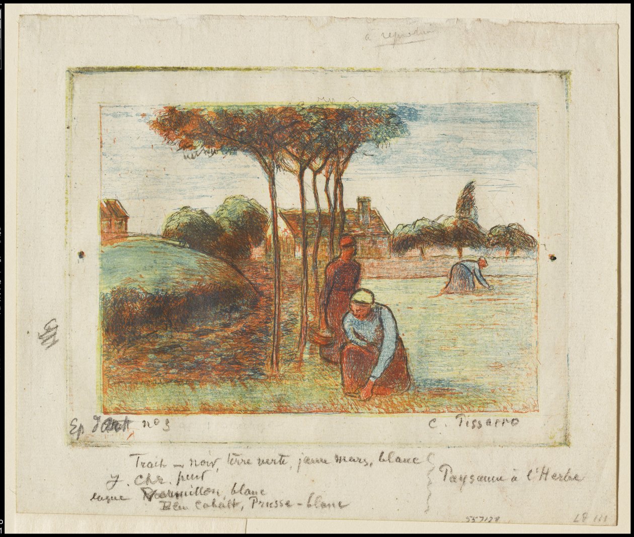 Peasant Women Weeding the Grass by Camille Jacob Pissarro