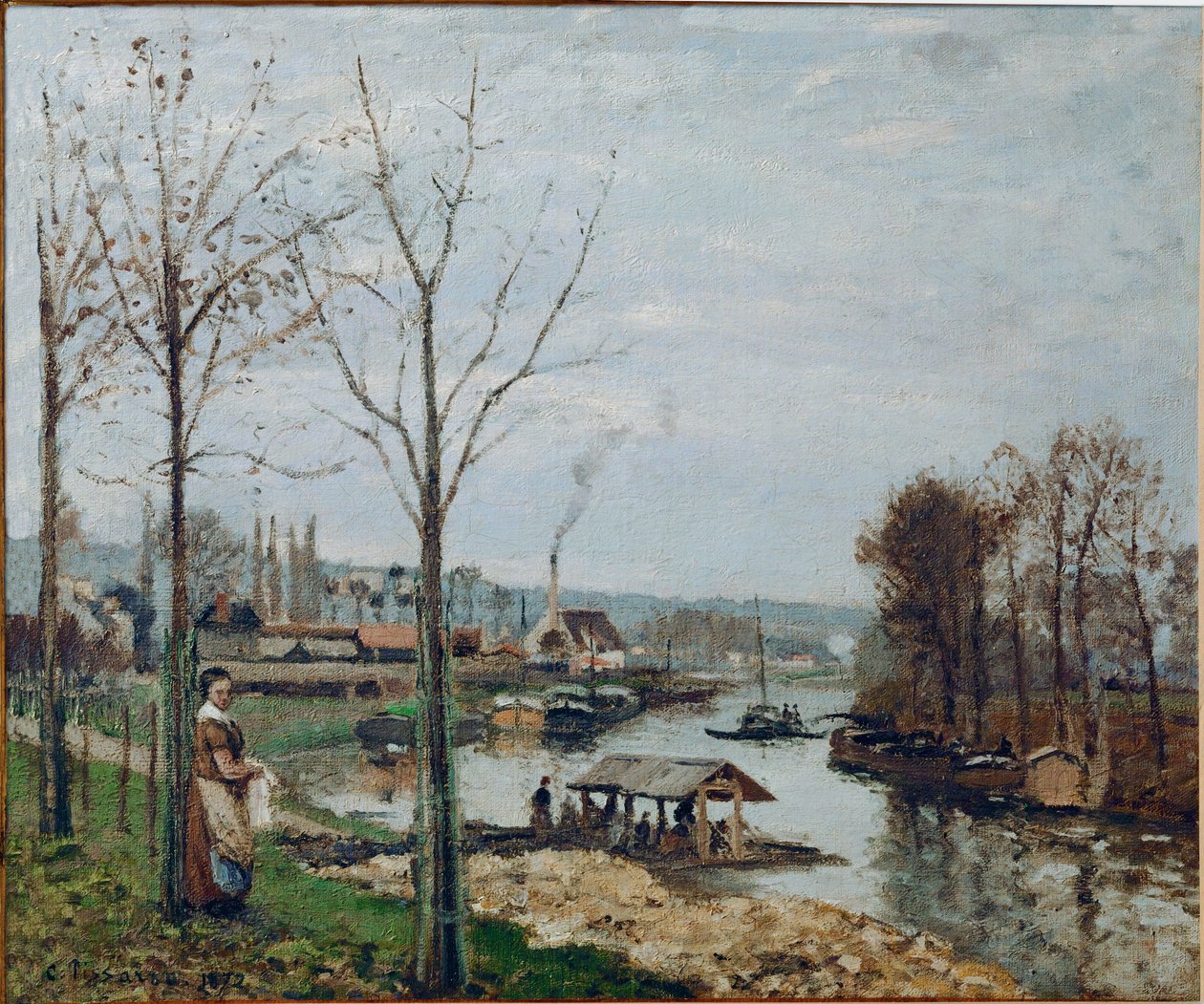 Port-Marly, The Wash-House by Camille Pissarro