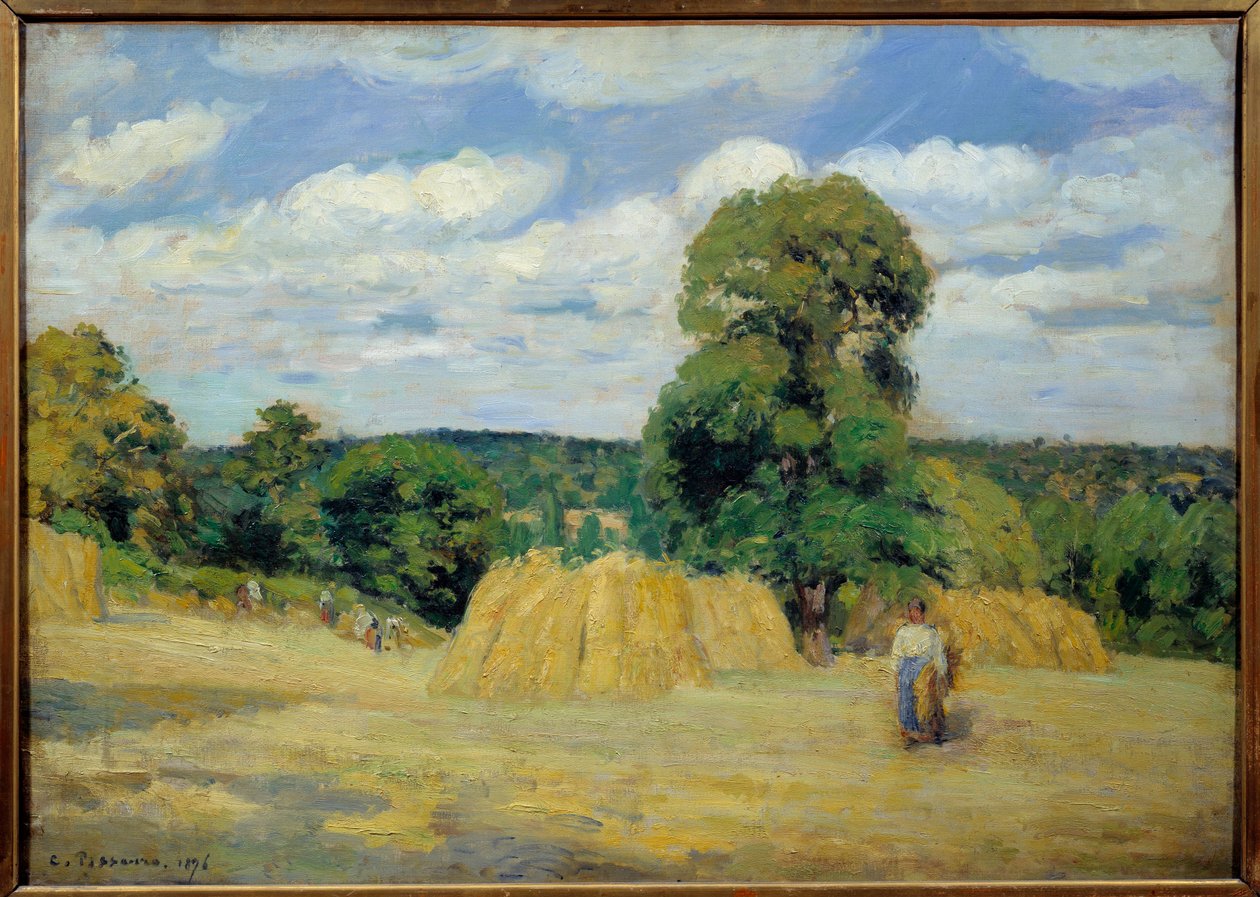 The Harvest in Montfoucault in Mayenne by Camille Jacob Pissarro