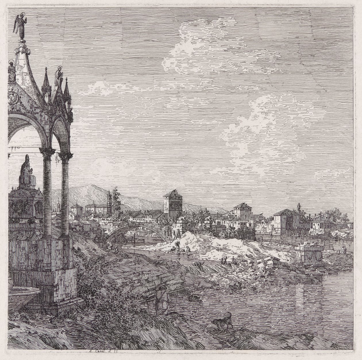 View of a Town with a Bishop by Canaletto (Giovanni Antonio Canal)
