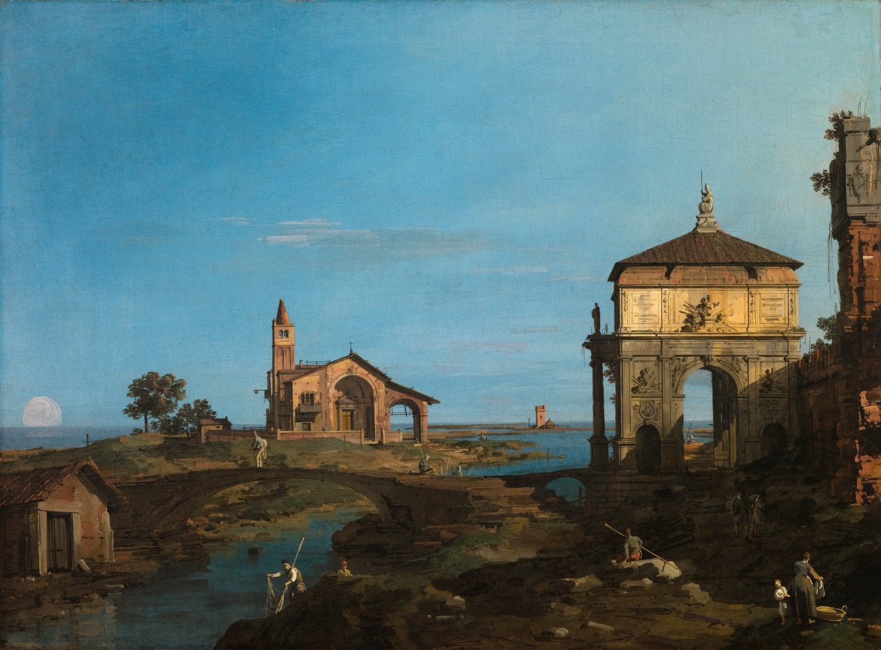 An Island in the Lagoon with a Gateway and a Church by Canaletto