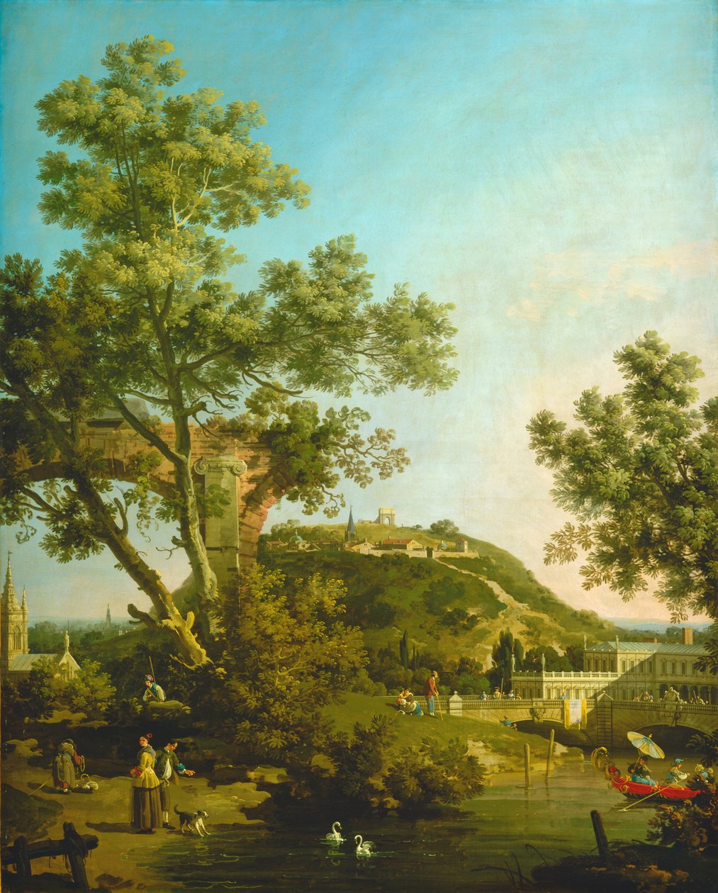 English Landscape Capriccio with a Palace by Canaletto
